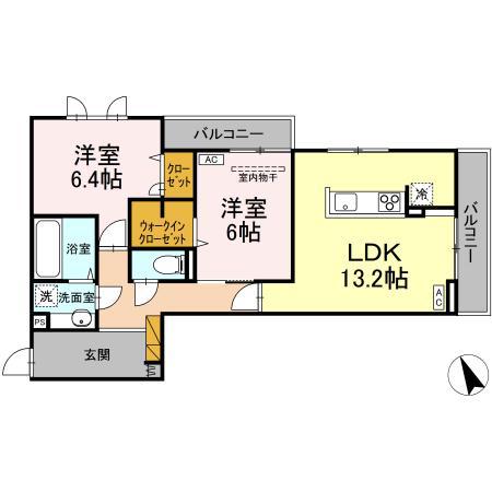 DS LIEN  B(2LDK/2階)の間取り写真