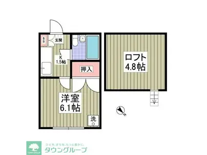 東武東上線 高坂駅 徒歩15分 2階建 築35年(1K/1階)の間取り写真