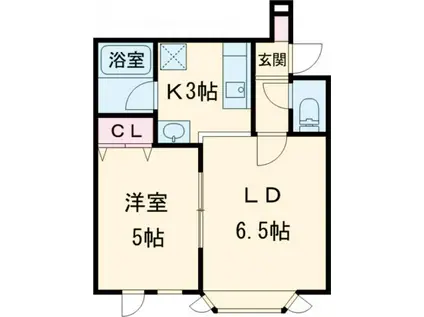 プレキャトランII(1DK/1階)の間取り写真