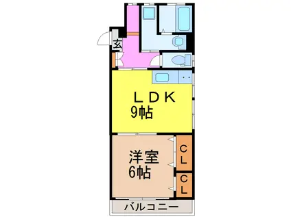 丸利ビル(1LDK/3階)の間取り写真