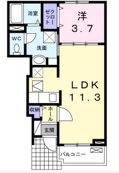 プリーマクラッセI(1LDK/1階)の間取り写真