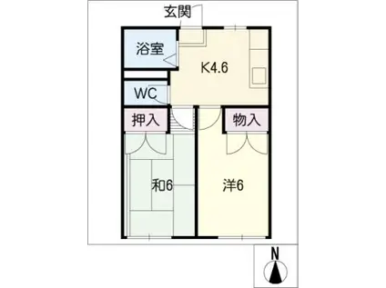 シャトレ住吉(2K/1階)の間取り写真