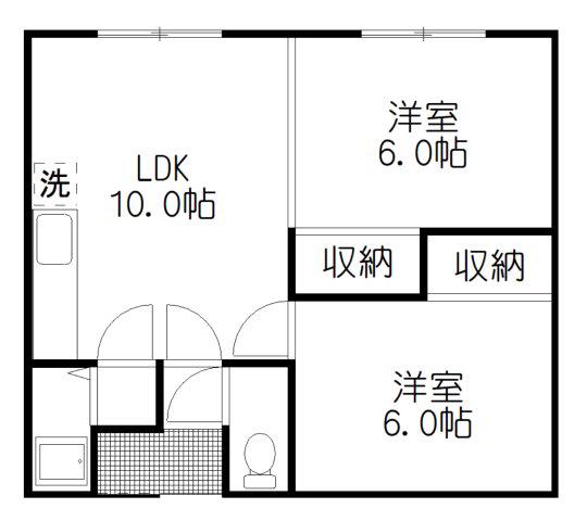 シャルロット愛国(2LDK/2階)の間取り写真