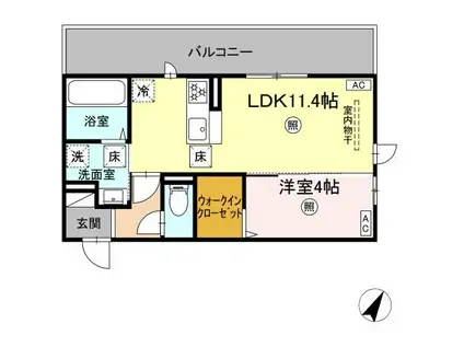 西熊本MY(1LDK/1階)の間取り写真