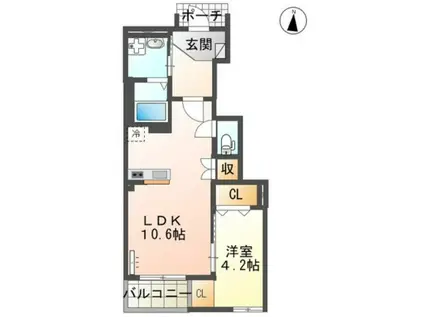 ヨネズホーム(1LDK/1階)の間取り写真