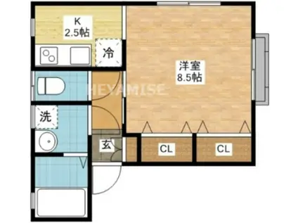 プヴォワール宝栄(1K/1階)の間取り写真