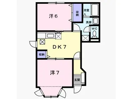 クレストール花水木B(2DK/1階)の間取り写真