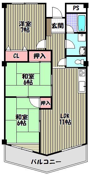 日吉マンション(3LDK/3階)の間取り写真
