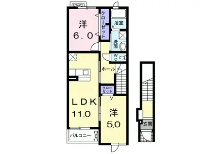 アニメート・Y I(2LDK/2階)の間取り写真