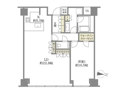 BRILLA TOWER堂島(1LDK/45階)の間取り写真