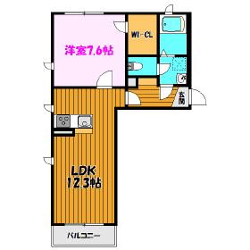 シャーメゾン御前南(1LDK/1階)の間取り写真