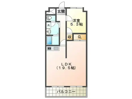 リバーサイド鈴鹿(1LDK/3階)の間取り写真