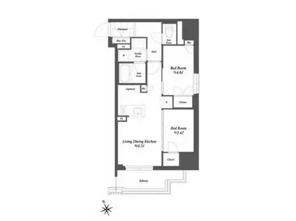 THE GATEHOUSE浅草雷門(2LDK/4階)の間取り写真