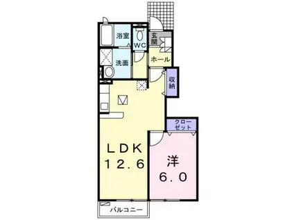 ベルフォールIII A(1LDK/1階)の間取り写真