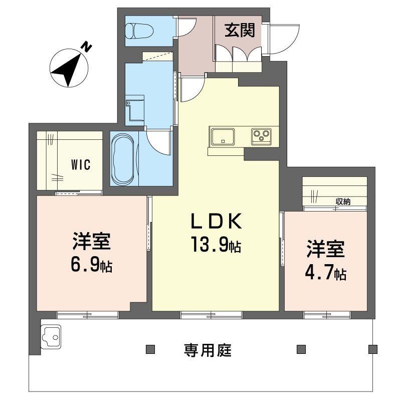 ラヴィータ フェリーチェ(2LDK/1階)の間取り写真