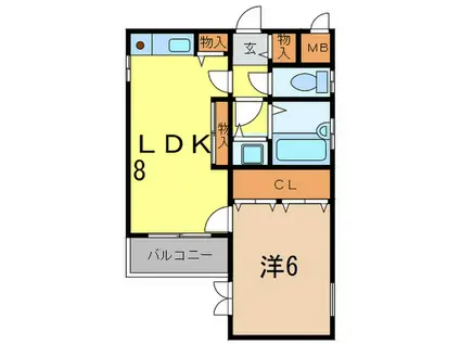 ベル甲子園口III(1LDK/2階)の間取り写真