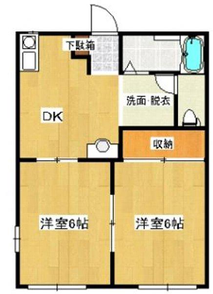 レジデンス北河原B(2DK/1階)の間取り写真