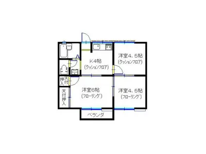 パークサイド善行(3K/2階)の間取り写真
