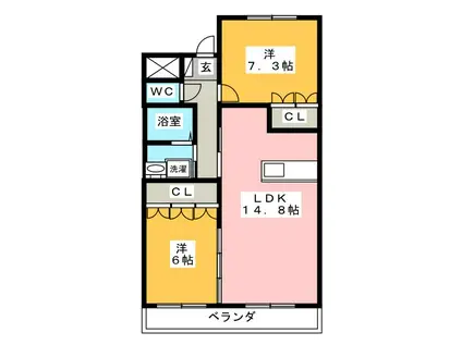 イマージュ(2LDK/1階)の間取り写真