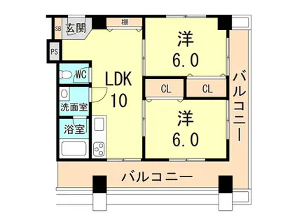 星が丘パークハイツ(2LDK/4階)の間取り写真