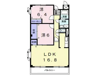 グランド・メール(2LDK/2階)の間取り写真
