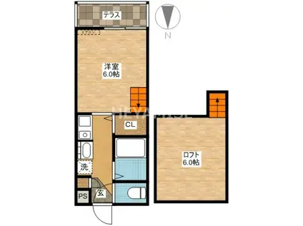 リバーガーデンOKA(1K/2階)の間取り写真