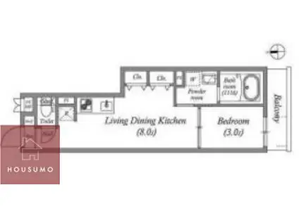S-MOVE緑橋II(1LDK/4階)の間取り写真