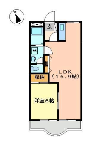 ガーデンハイム弐番館(1LDK/1階)の間取り写真