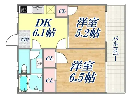 コーポ長田神社前(2DK/2階)の間取り写真