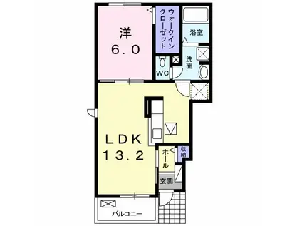 ブルーイン 幸塚 B(1LDK/1階)の間取り写真