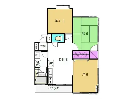 コーポ藤B(3DK/1階)の間取り写真