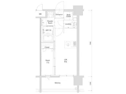 エンクレスト博多PARKSIDE(1LDK/3階)の間取り写真
