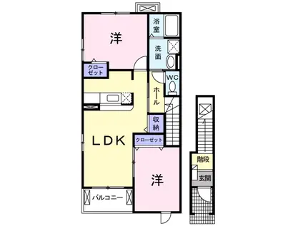 植松グランコートC(2LDK/2階)の間取り写真