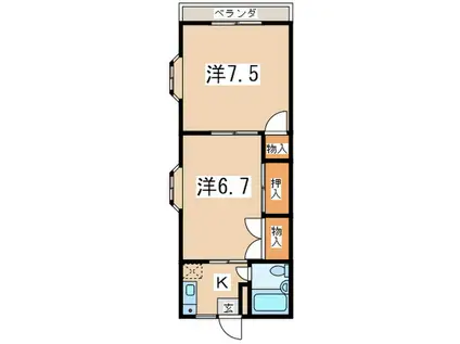 サンライズ芦名(2K/2階)の間取り写真