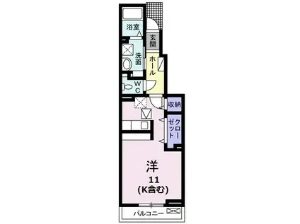 プロムナードII(ワンルーム/1階)の間取り写真