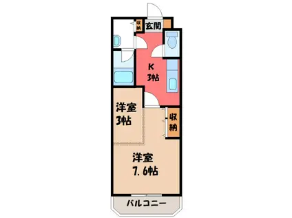 エクセラン・ラウム(1SK/1階)の間取り写真