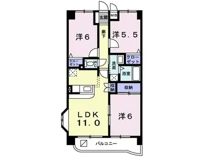 サン・アムール壱番館(3LDK/3階)の間取り写真