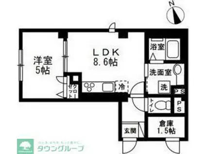 アベニュー板橋(1LDK/1階)の間取り写真