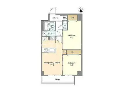 グランカーサ尾久(2LDK/1階)の間取り写真