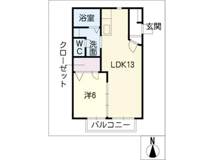 ジュネス千種(1LDK/2階)の間取り写真