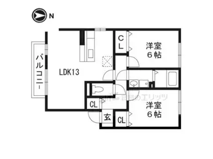 クロスロードA棟(2LDK/2階)の間取り写真