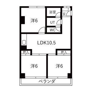 浅井レジデンス(3LDK/5階)の間取り写真