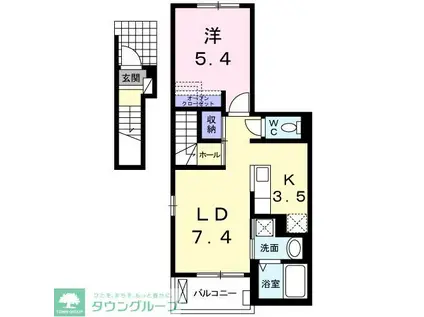 ノイクラール(1LDK/2階)の間取り写真