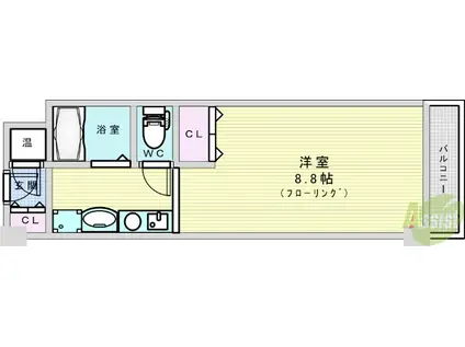 ラ・エスポワール(1K/3階)の間取り写真