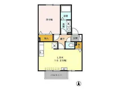 リビングタウン小鹿D(1LDK/2階)の間取り写真