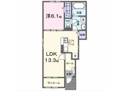 レ プリューム ドゥ(1LDK/1階)の間取り写真