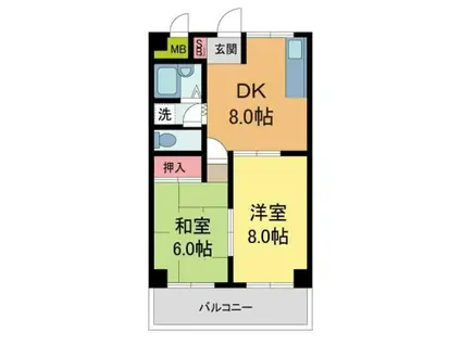 ポコアポコさくら夙川メゾン(2DK/2階)の間取り写真