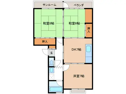 コーポアサノ(3DK/1階)の間取り写真