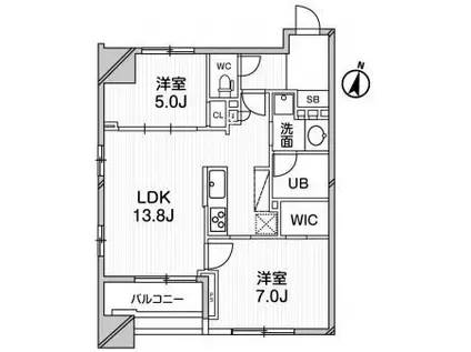 GRANPASEO明大前(2LDK/8階)の間取り写真