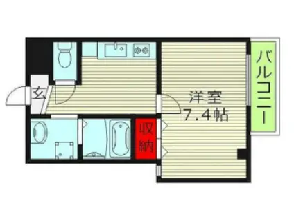 ヴィラナリー放出(1K/2階)の間取り写真